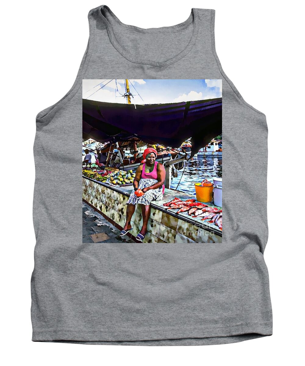 Willemstad Tank Top featuring the photograph Woman Selling Fish by John S Stewart