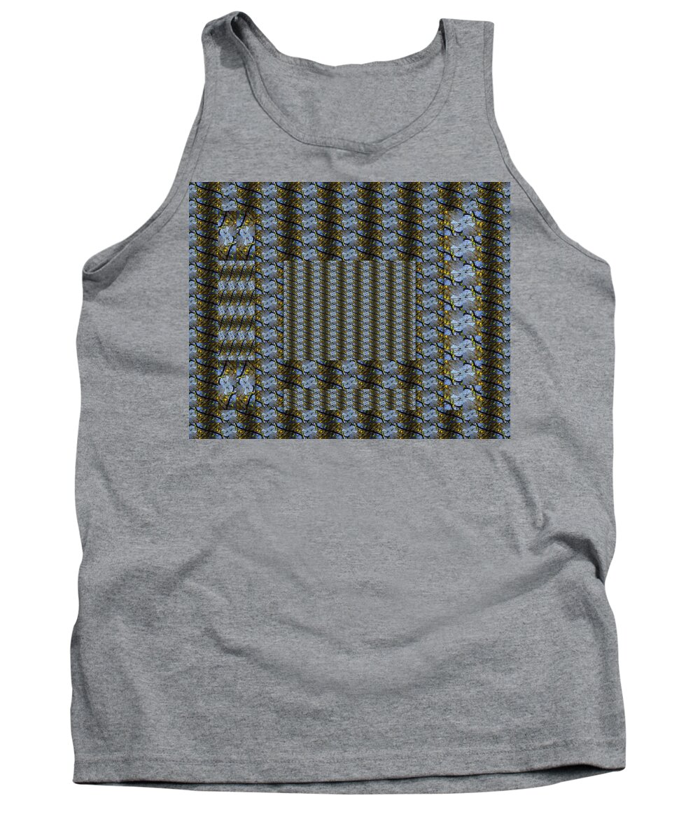 Textile Tank Top featuring the photograph Woven Blue and Gold Mosaic by Jodie Marie Anne Richardson Traugott     aka jm-ART