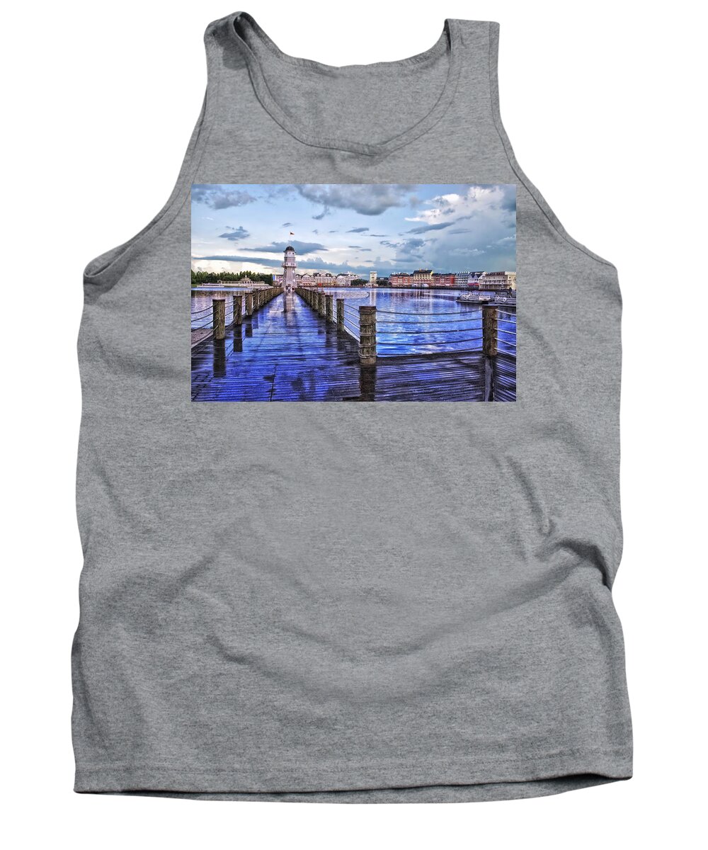 Lighthouse Tank Top featuring the photograph Yacht and Beach Club Lighthouse by Thomas Woolworth