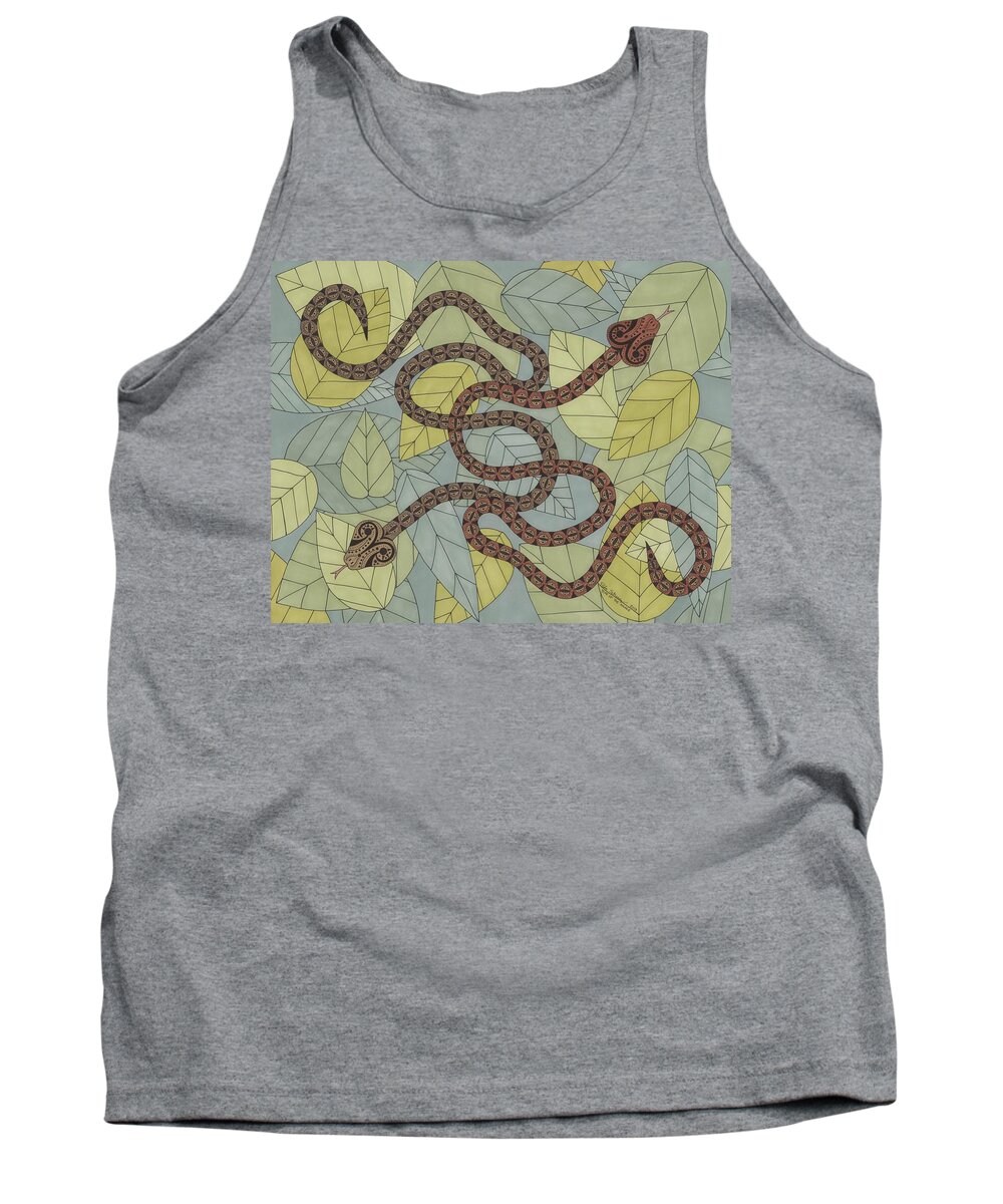 Snake Tank Top featuring the drawing Year of the Snake by Pamela Schiermeyer