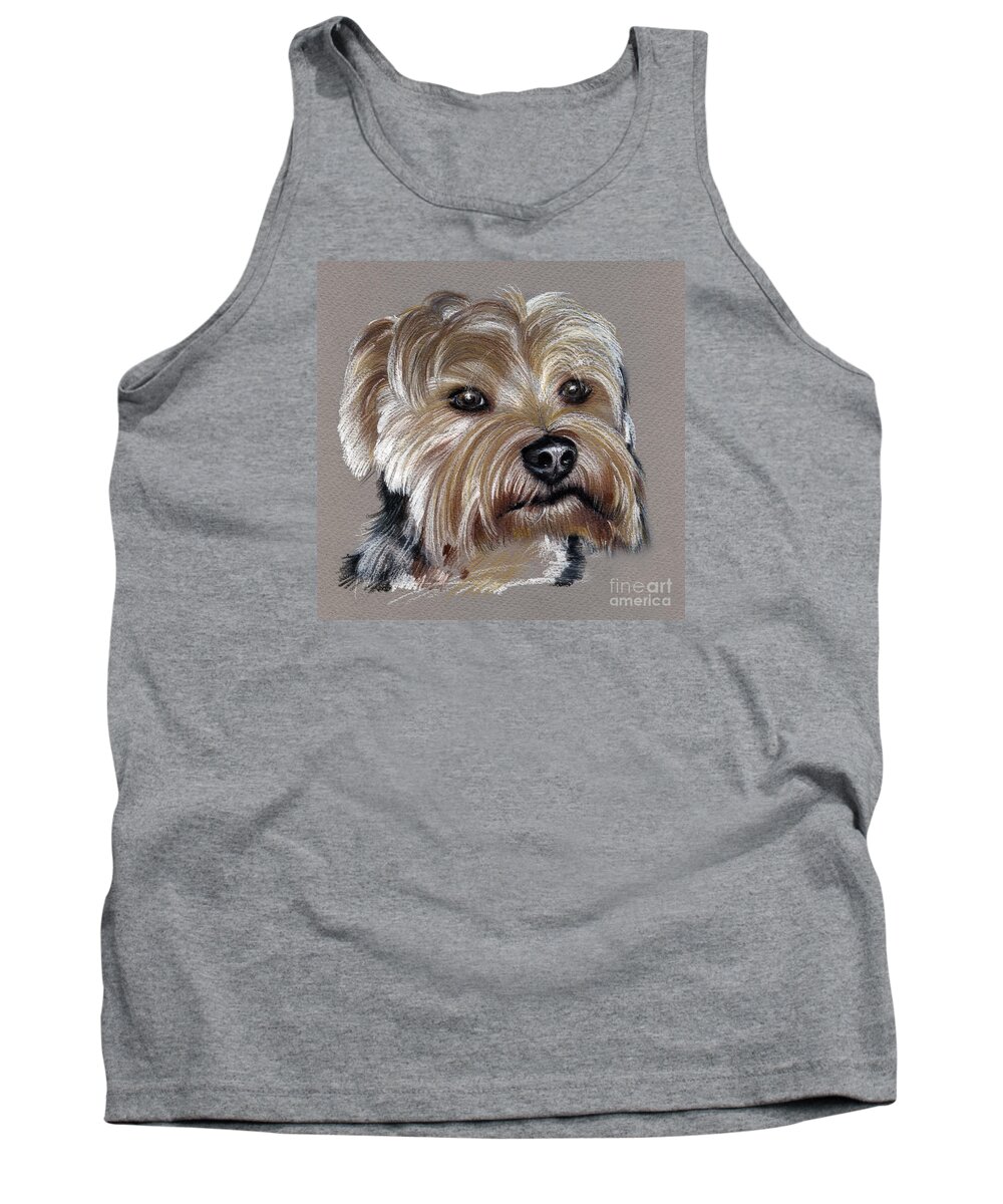 Yorkshire Tank Top featuring the drawing Yorkshire Terrier- drawing by Daliana Pacuraru