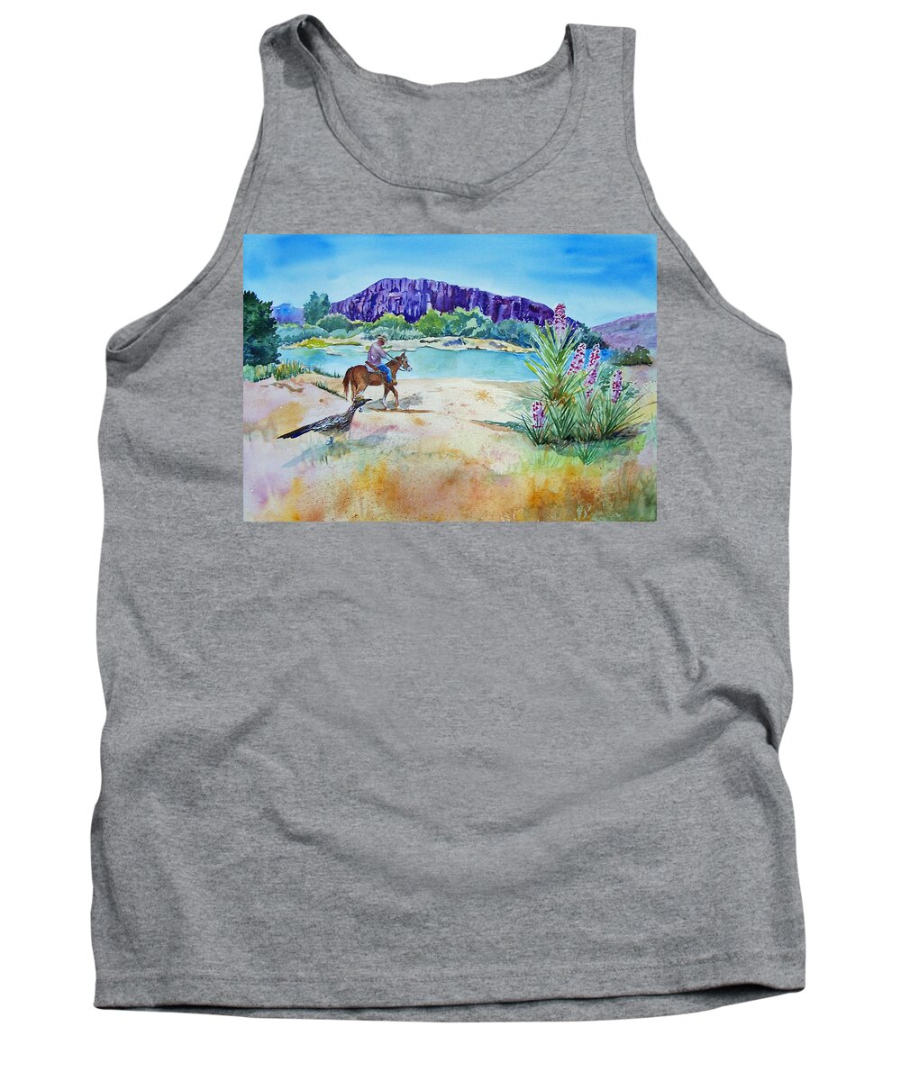 Rio Grande River Tank Top featuring the painting Texas - Along the Rio-Grande by Christine Lathrop