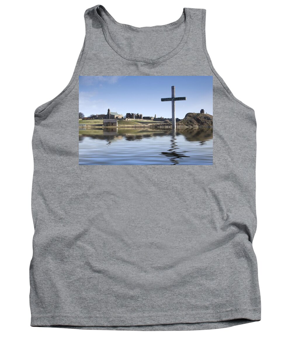 Calm Tank Top featuring the photograph Cross In Water, Bewick, England #1 by John Short