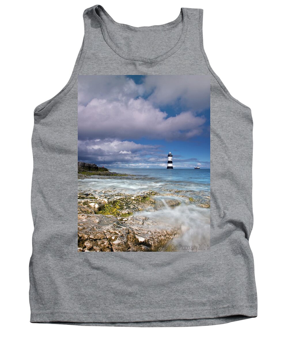 Penmon Point Tank Top featuring the photograph Fishing by the lighthouse #1 by B Cash