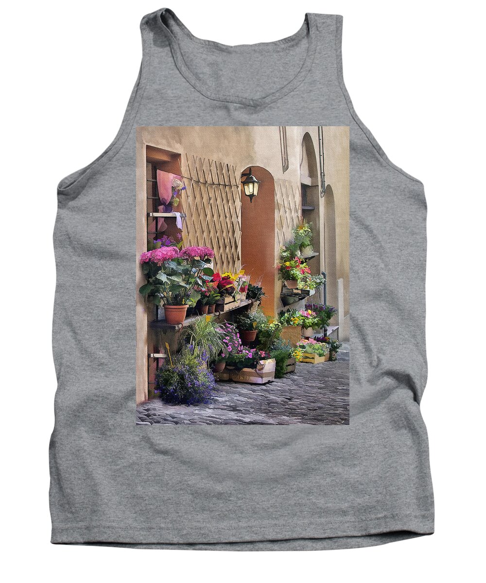 Italy Tank Top featuring the digital art Forli Flowershop #1 by Sharon Foster