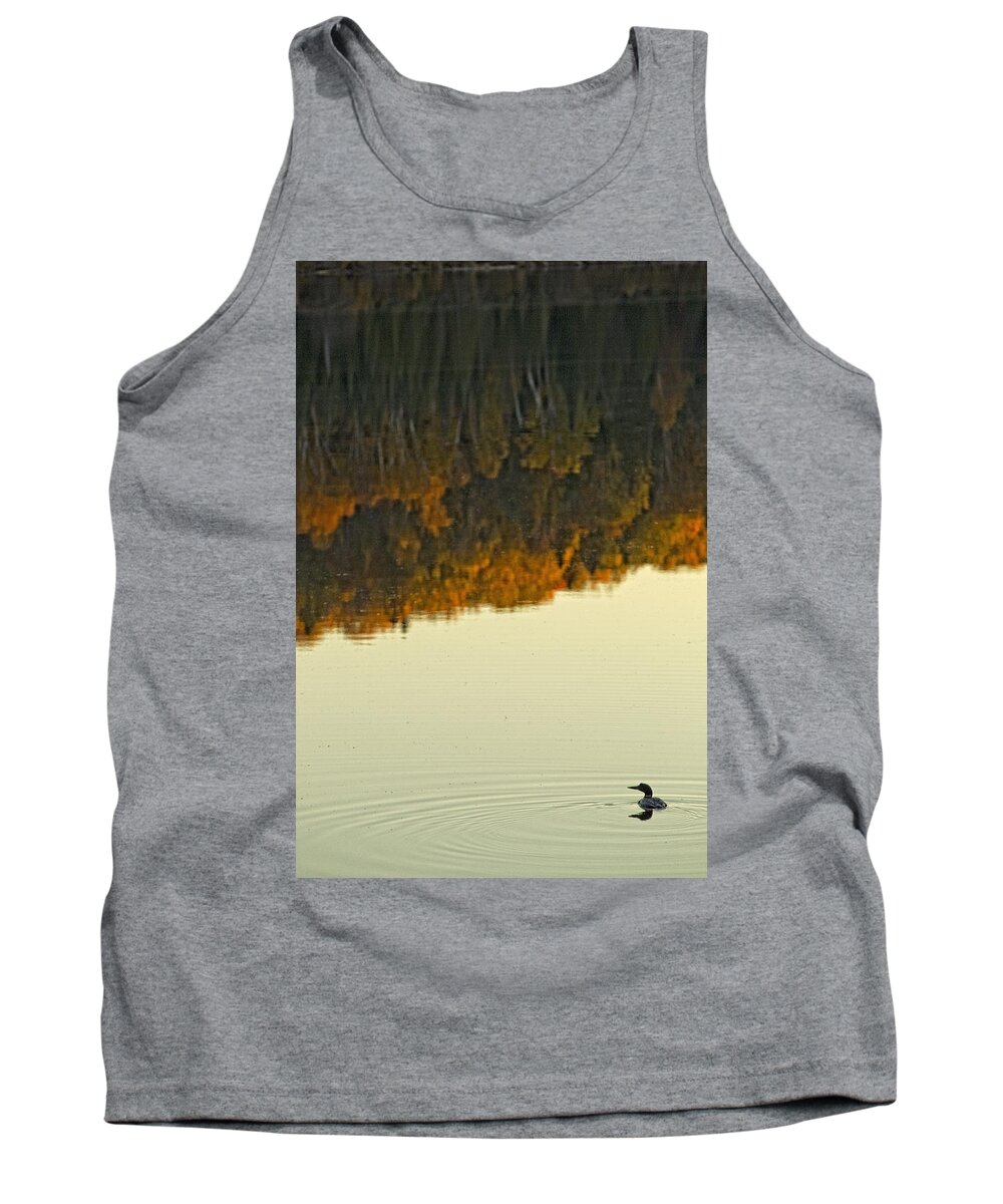 Light Tank Top featuring the photograph Loon In Opeongo Lake With Reflection #1 by Robert Postma