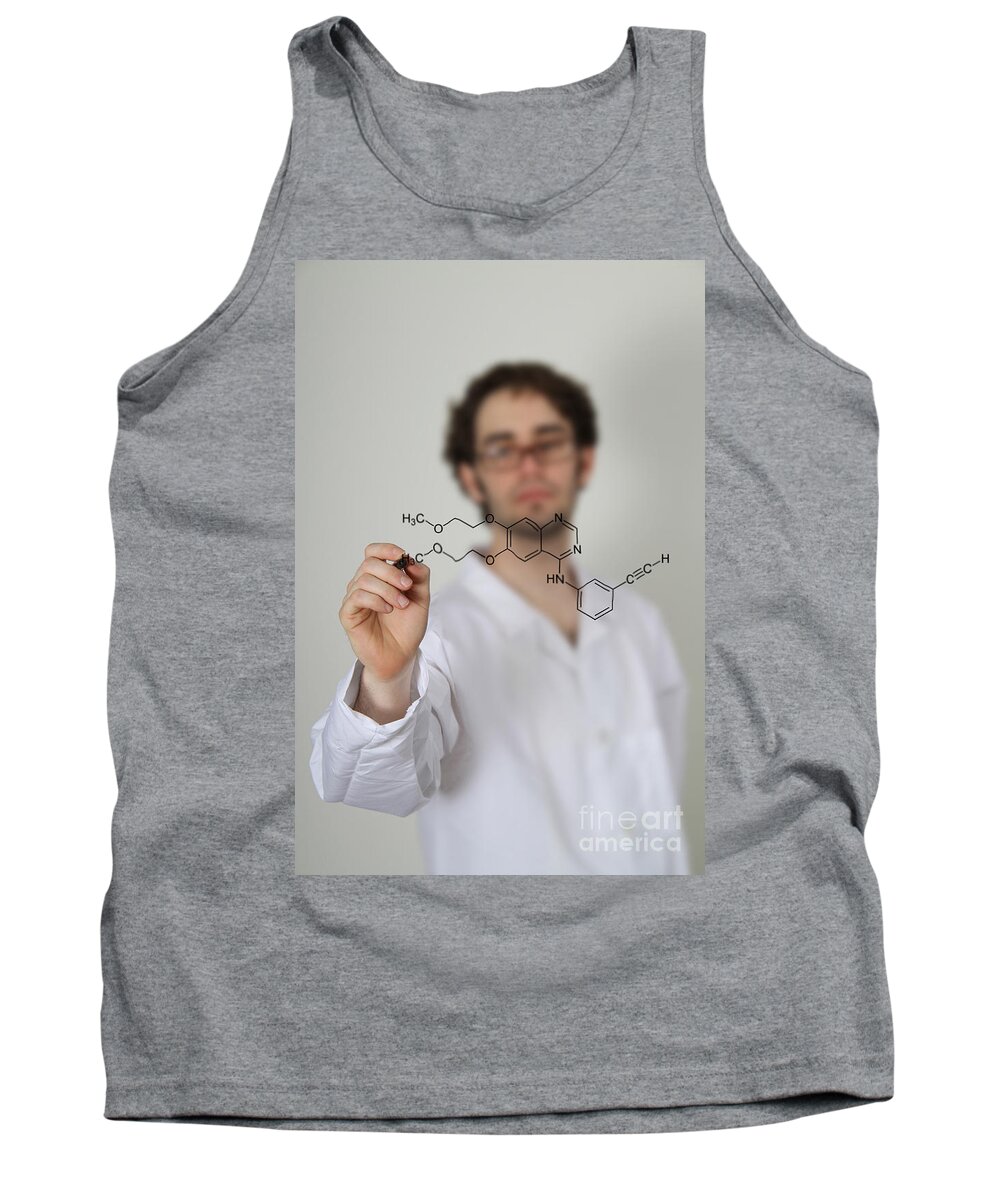 Cancer Tank Top featuring the photograph Researcher & Formula For Erlotinib #2 by Photo Researchers, Inc.