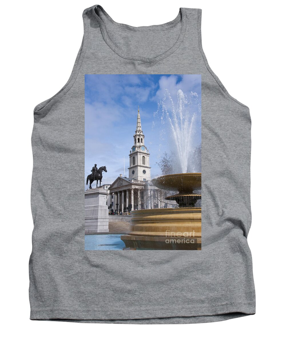 Britain Tank Top featuring the photograph Trafalgar square fountain #3 by Andrew Michael