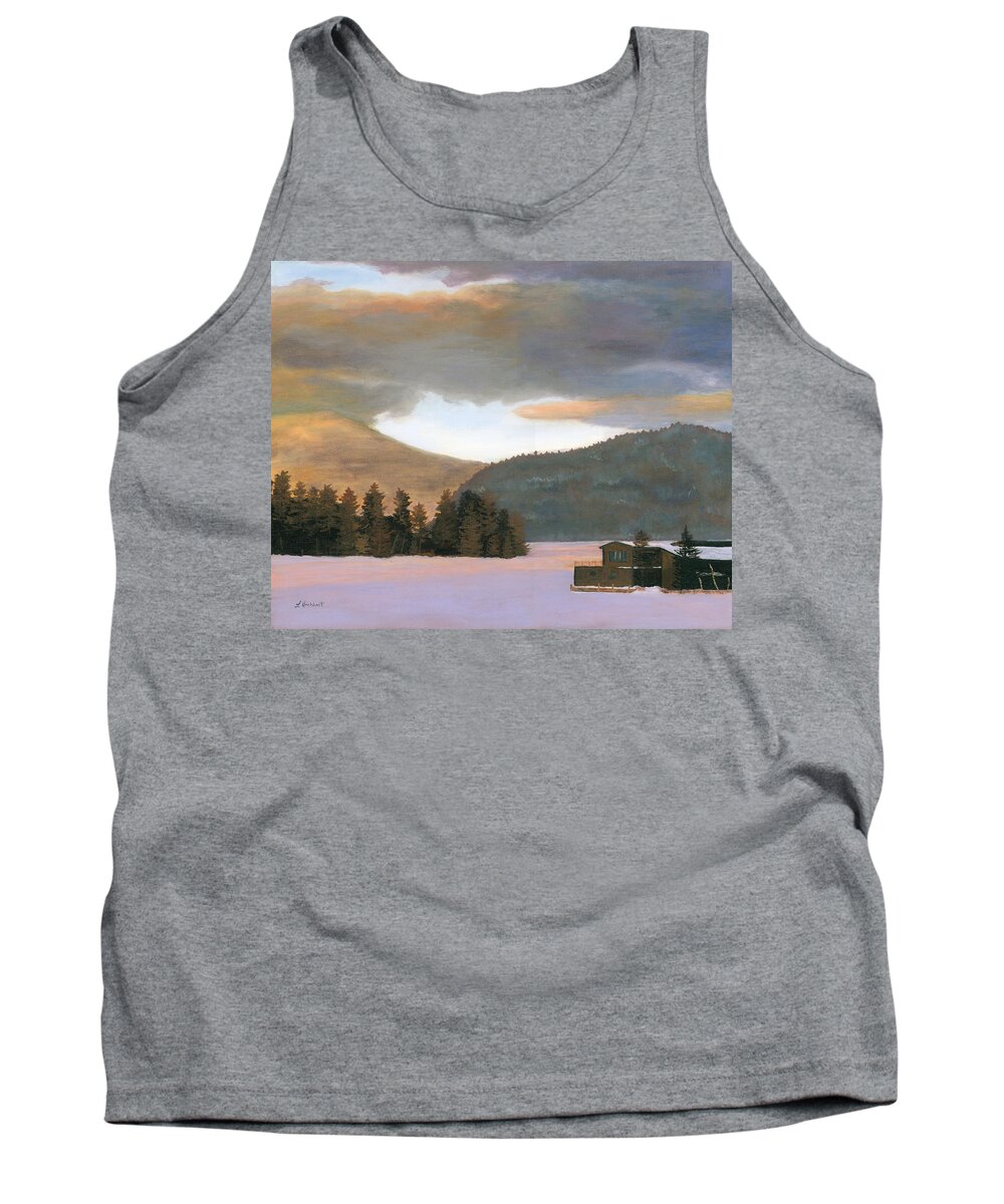 Landscape Tank Top featuring the painting Adirondack Morning by Lynne Reichhart