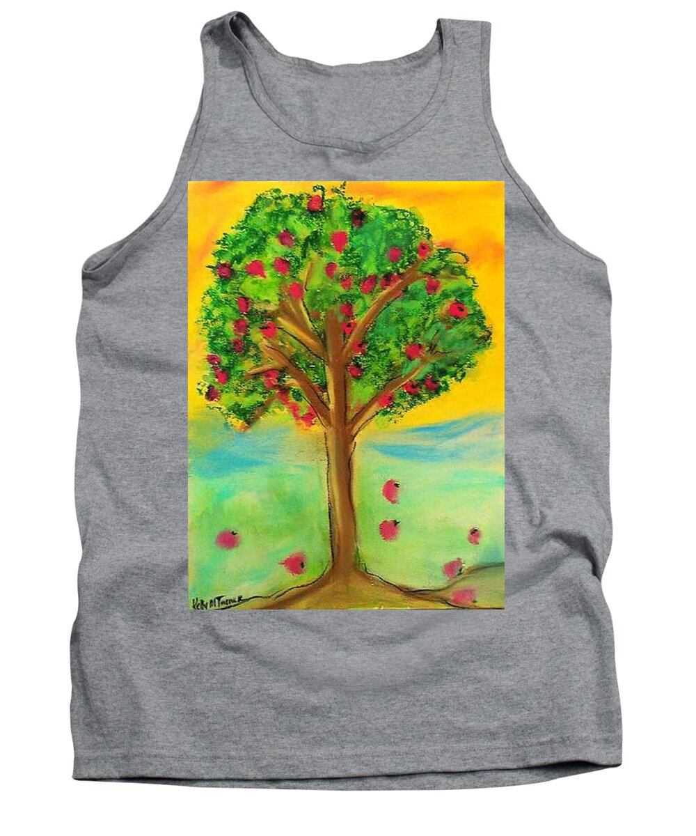 Tree Tank Top featuring the painting Apple Tree by Kelly M Turner