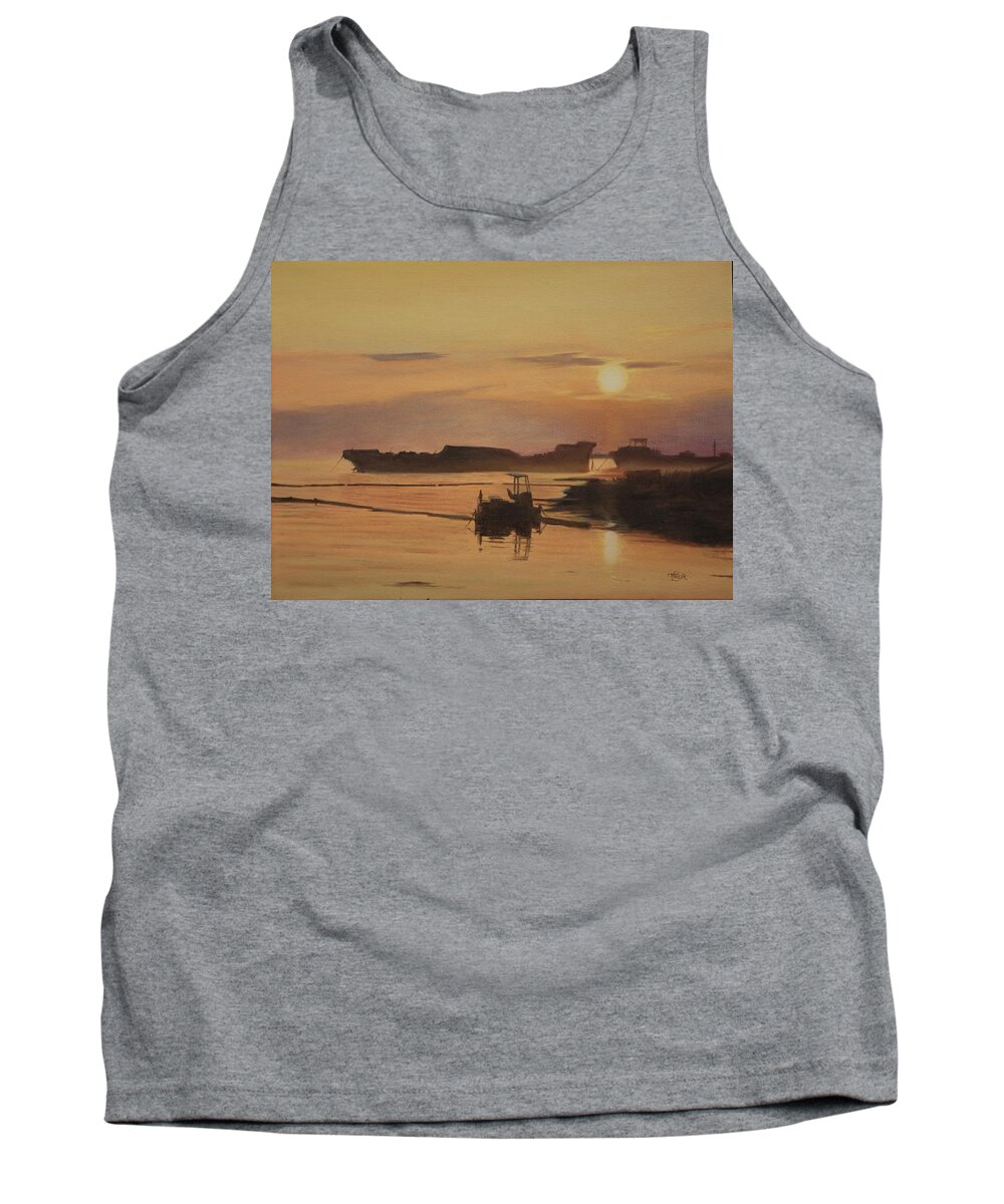 Pacific Ocean Tank Top featuring the painting At The End Of It's Day by Tammy Taylor