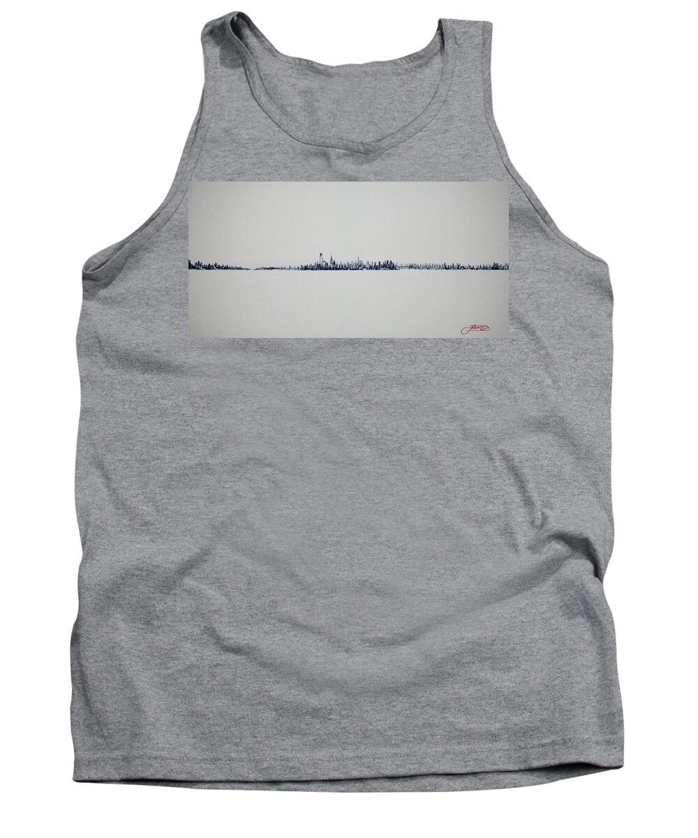 White Tank Top featuring the painting Autum Skyline by Jack Diamond