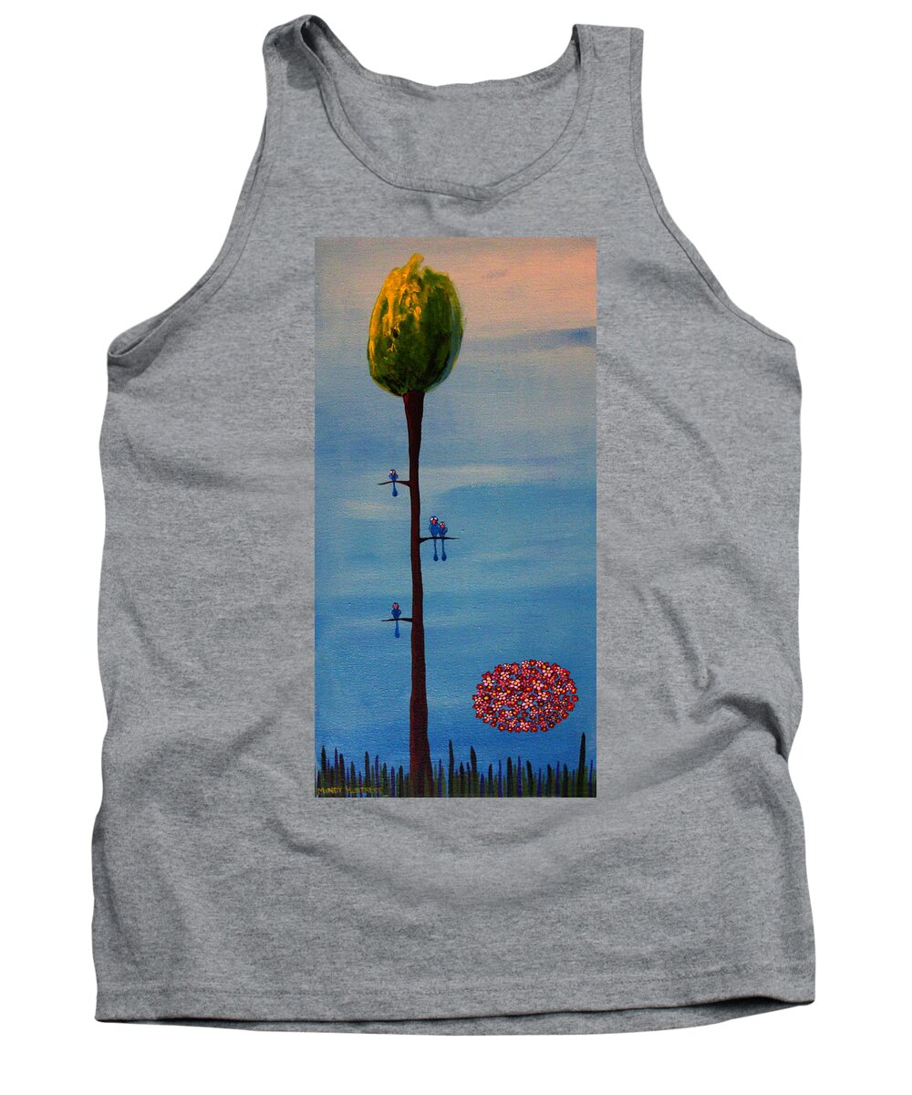 Birds Tank Top featuring the painting Blue Birds by Mindy Huntress