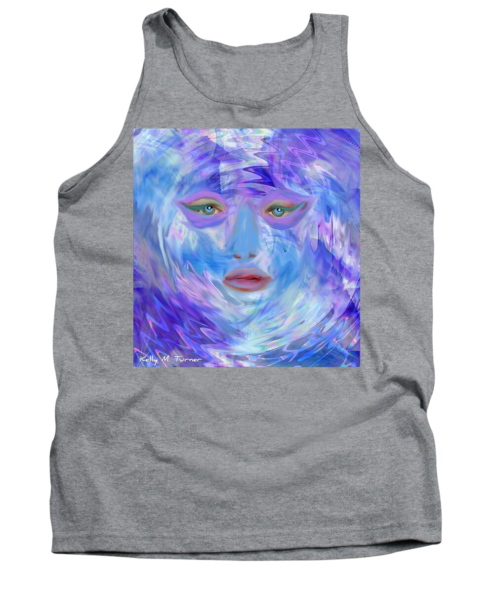 Digital Art Tank Top featuring the digital art Blue Waters by Kelly M Turner