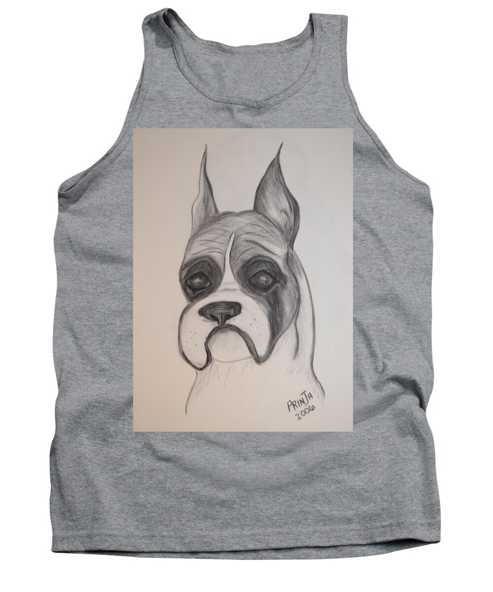 Breed Tank Top featuring the drawing Boxer by Maria Urso