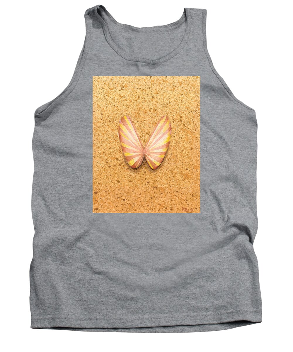 Print Tank Top featuring the painting Butterfly Sea Shell by Katherine Young-Beck