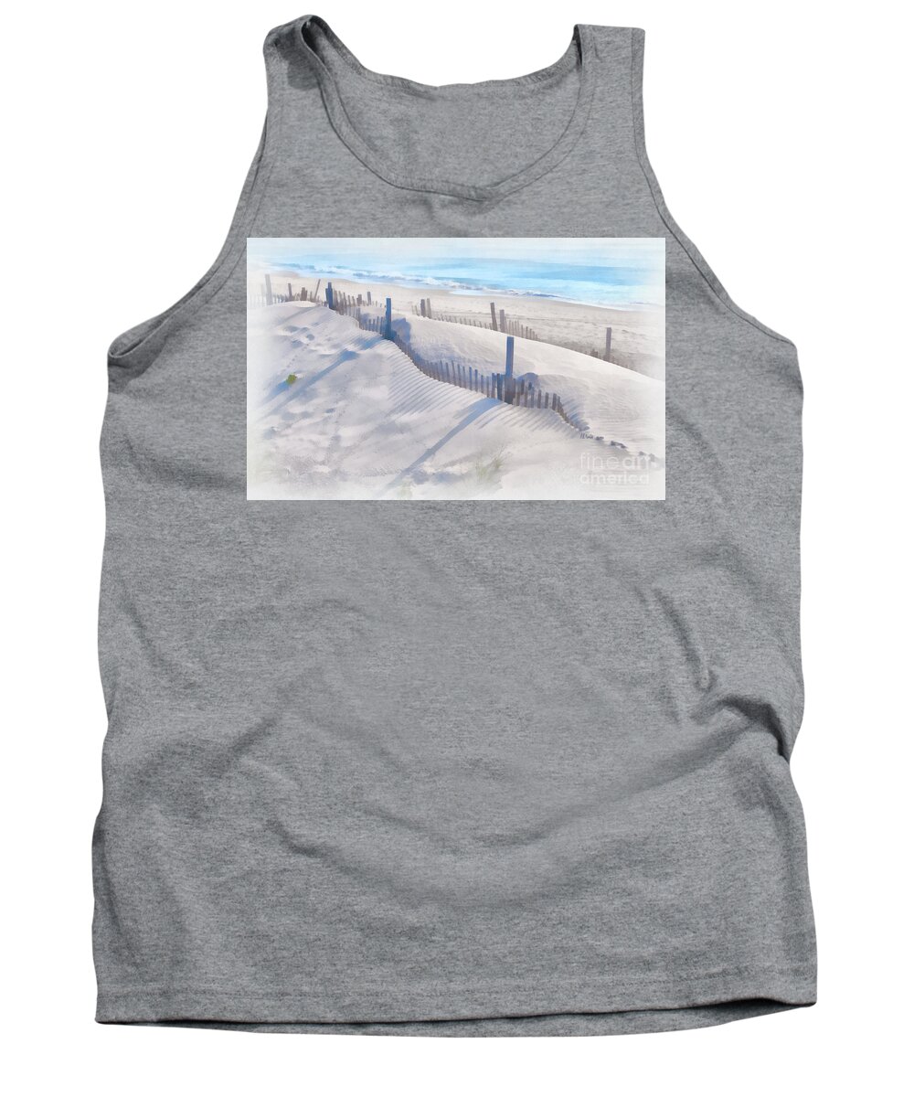 Watercolor Tank Top featuring the painting Cape Hatteras National Seashore at Waves North Carolina by Anne Kitzman