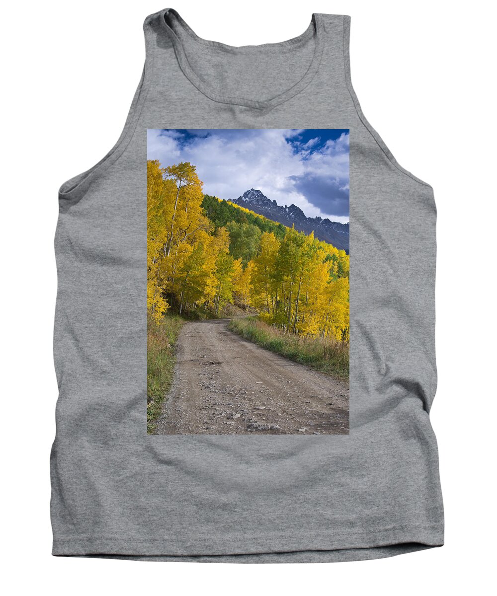 Aspens Tank Top featuring the photograph County Road 7 under Fall Aspens by Greg Nyquist