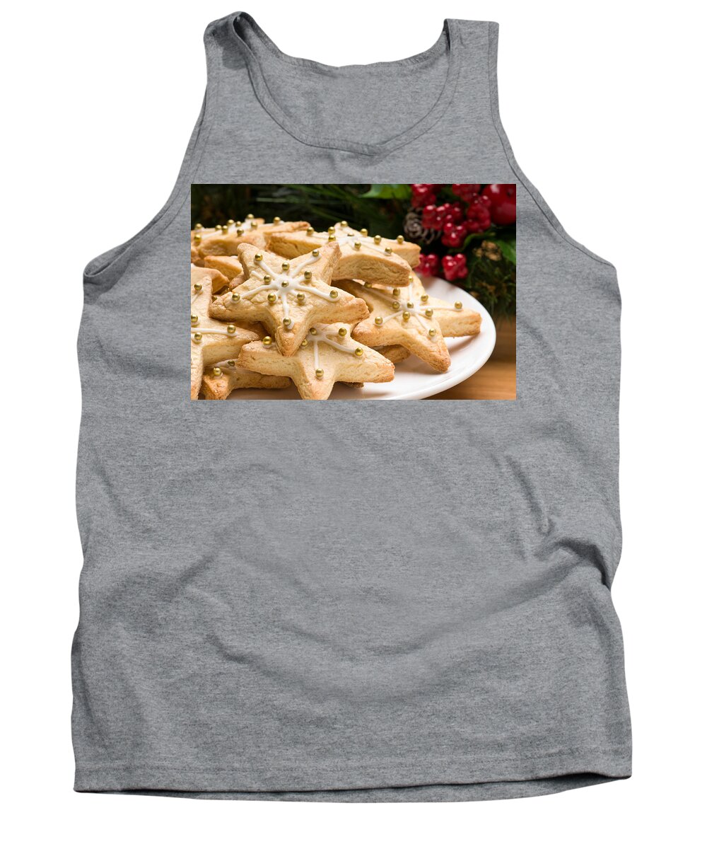 Glazed Tank Top featuring the photograph Decorated christmas cookies in festive setting by U Schade