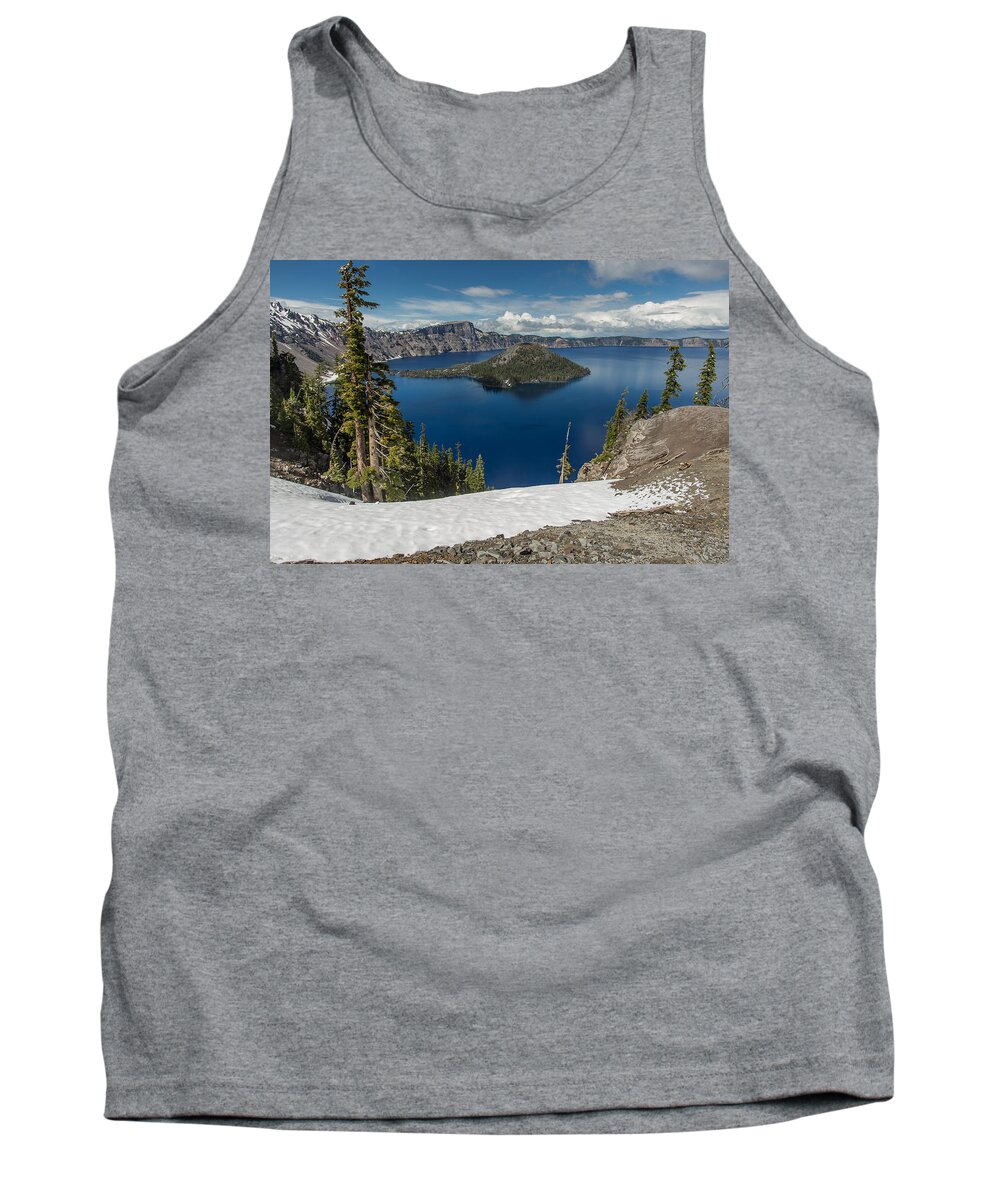Cascades Tank Top featuring the photograph Discovery Point and Wizard Island by Greg Nyquist