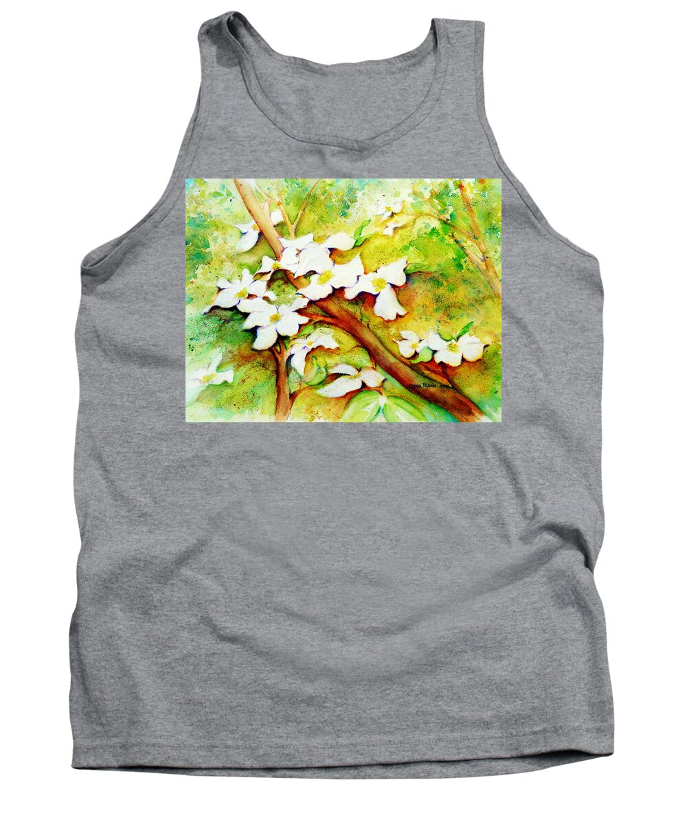 Dogwood Tank Top featuring the painting Dogwood Flowers by Carla Parris