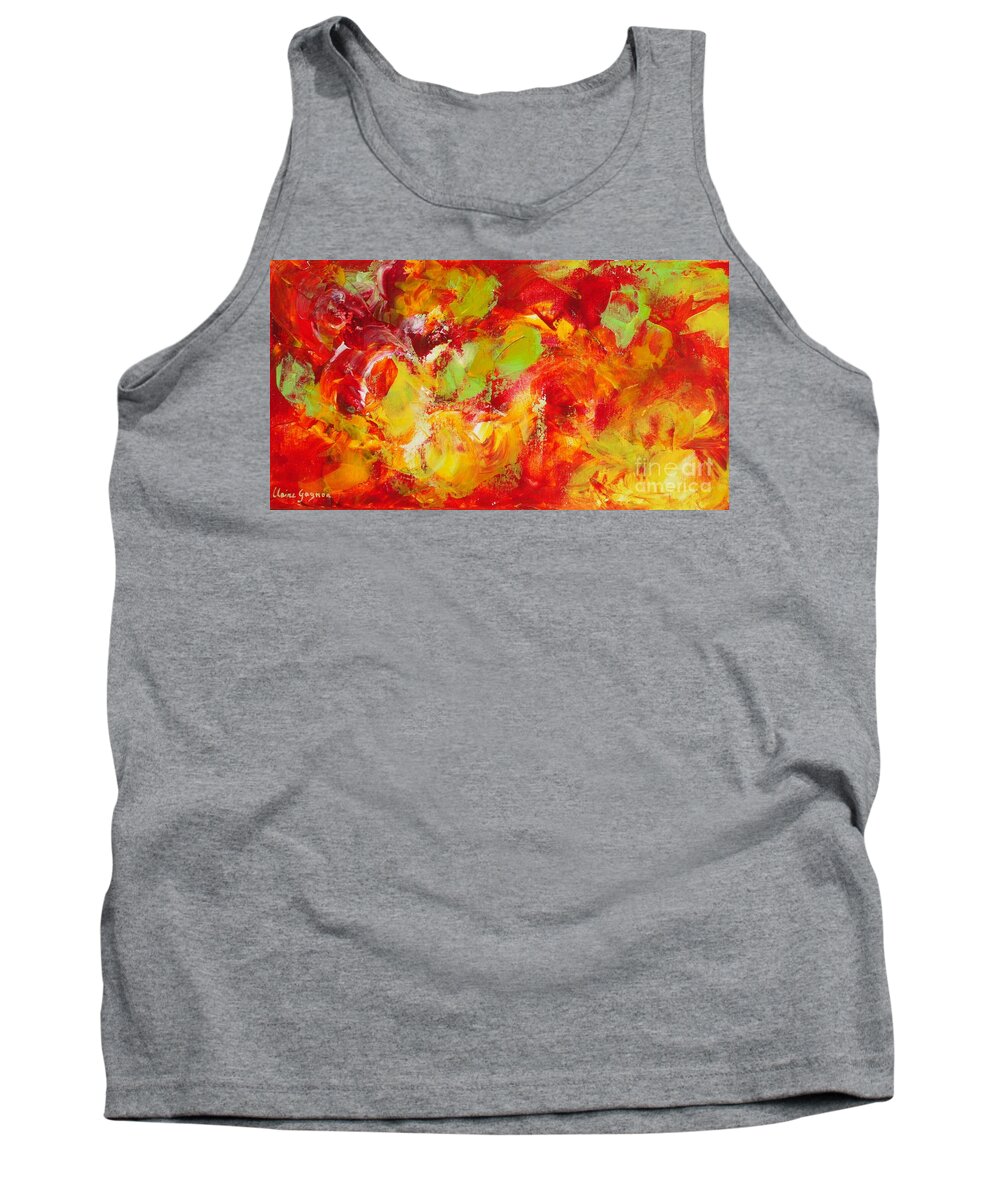 Abstract Tank Top featuring the painting Fireball by Claire Gagnon