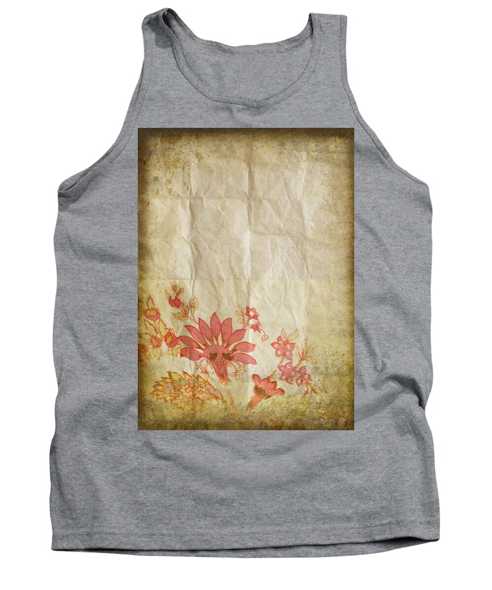 Abstract Tank Top featuring the photograph Flower Pattern On Old Paper by Setsiri Silapasuwanchai