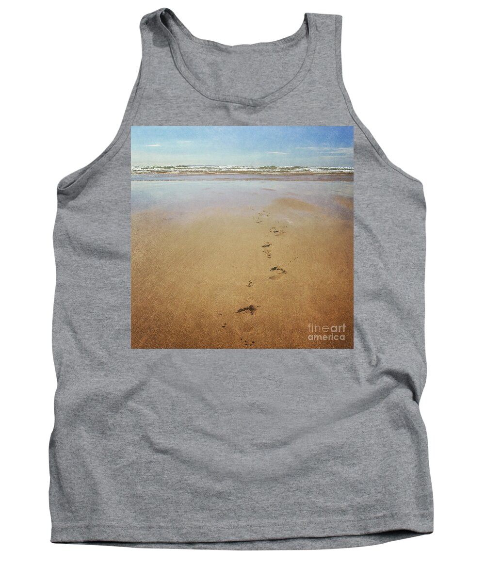 Footprints Tank Top featuring the photograph Footprints in the sand by Lyn Randle