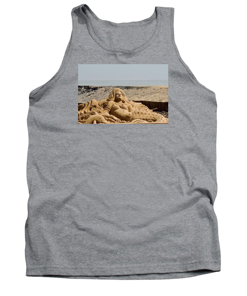 Beach Tank Top featuring the photograph The Little Mermaid by the Sea by Fotosas Photography