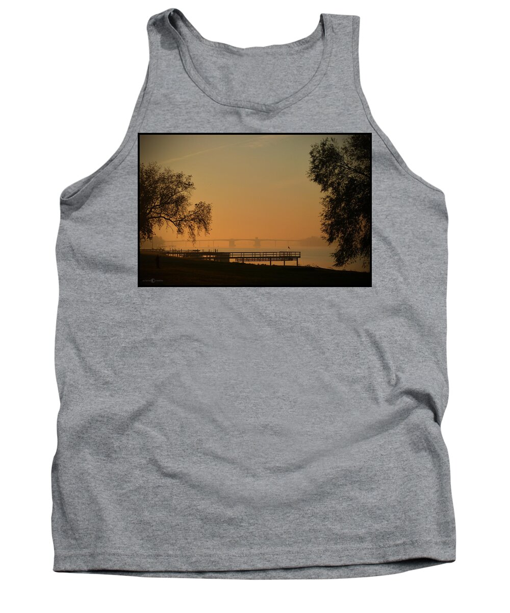 Lake Michigan Tank Top featuring the photograph Hazy October Sunrise by Tim Nyberg
