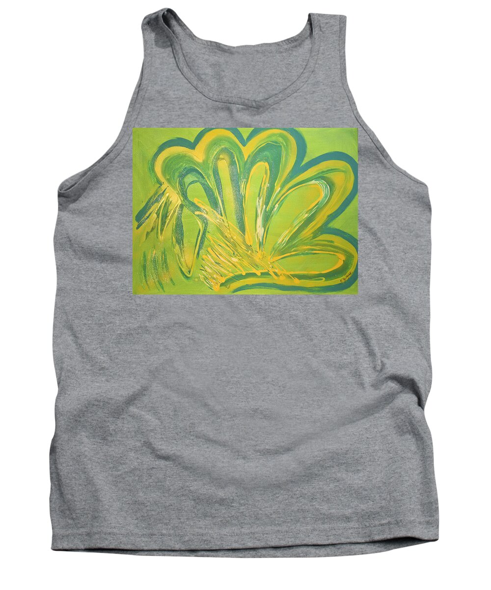 Yellow Tank Top featuring the mixed media High Five by Artista Elisabet
