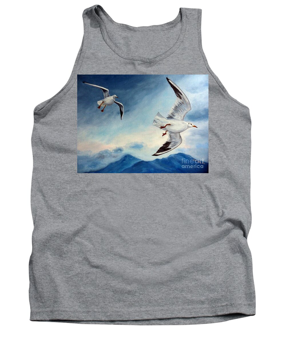 Seagulls Tank Top featuring the painting In Flight by Julie Brugh Riffey