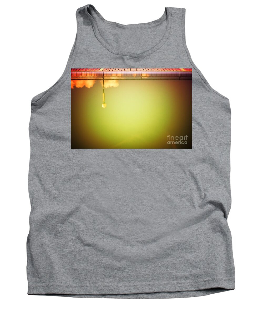 Abstract Tank Top featuring the photograph Lamp and clouds in a swimming pool by Silvia Ganora