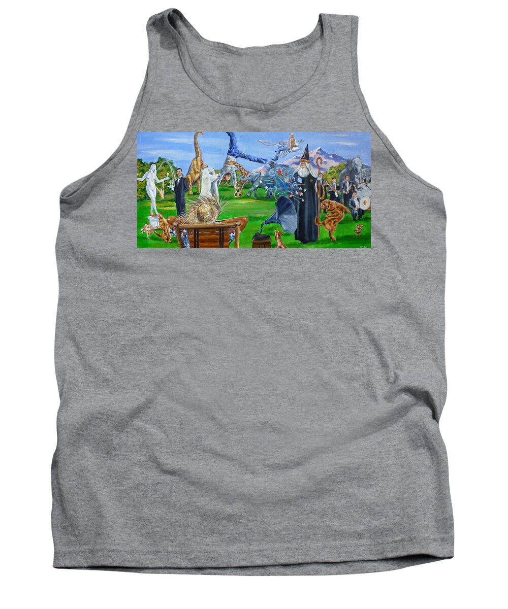 Creedence Clearwater Revival Tank Top featuring the painting Looking Out My Back Door by Bryan Bustard