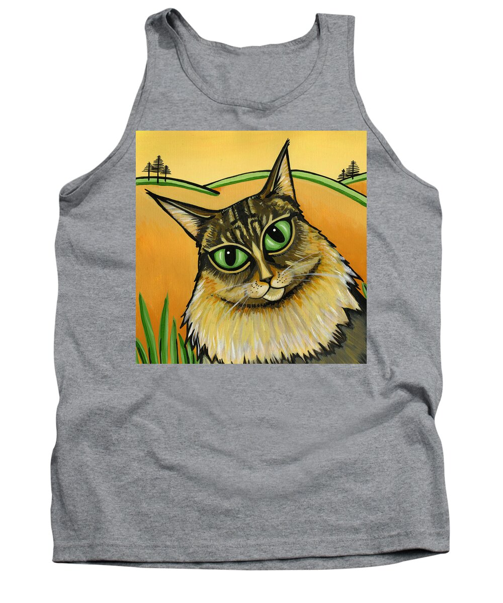 Cat Tank Top featuring the painting Maine Coone by Leanne Wilkes