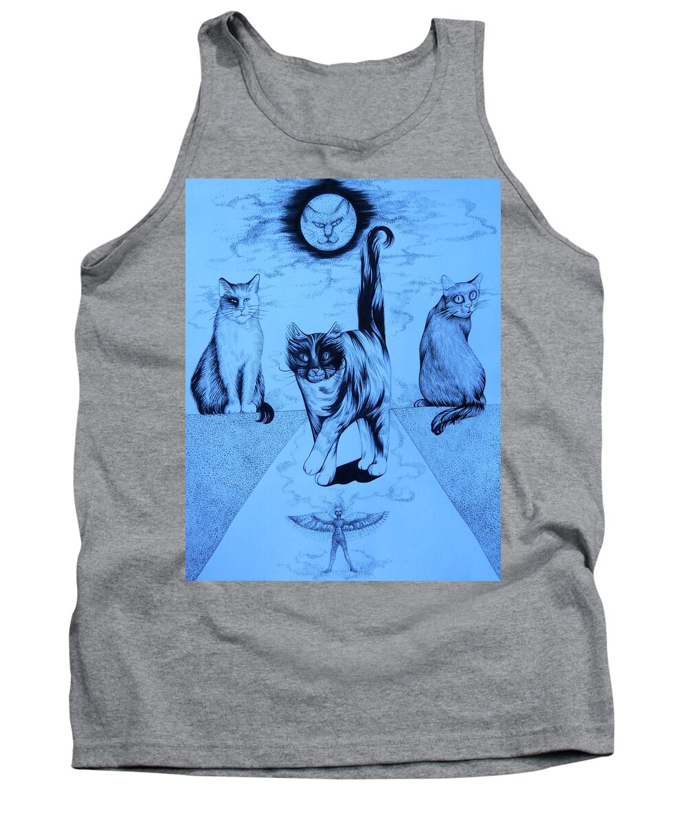 Pen And Ink Tank Top featuring the drawing Midnight by Anna Duyunova