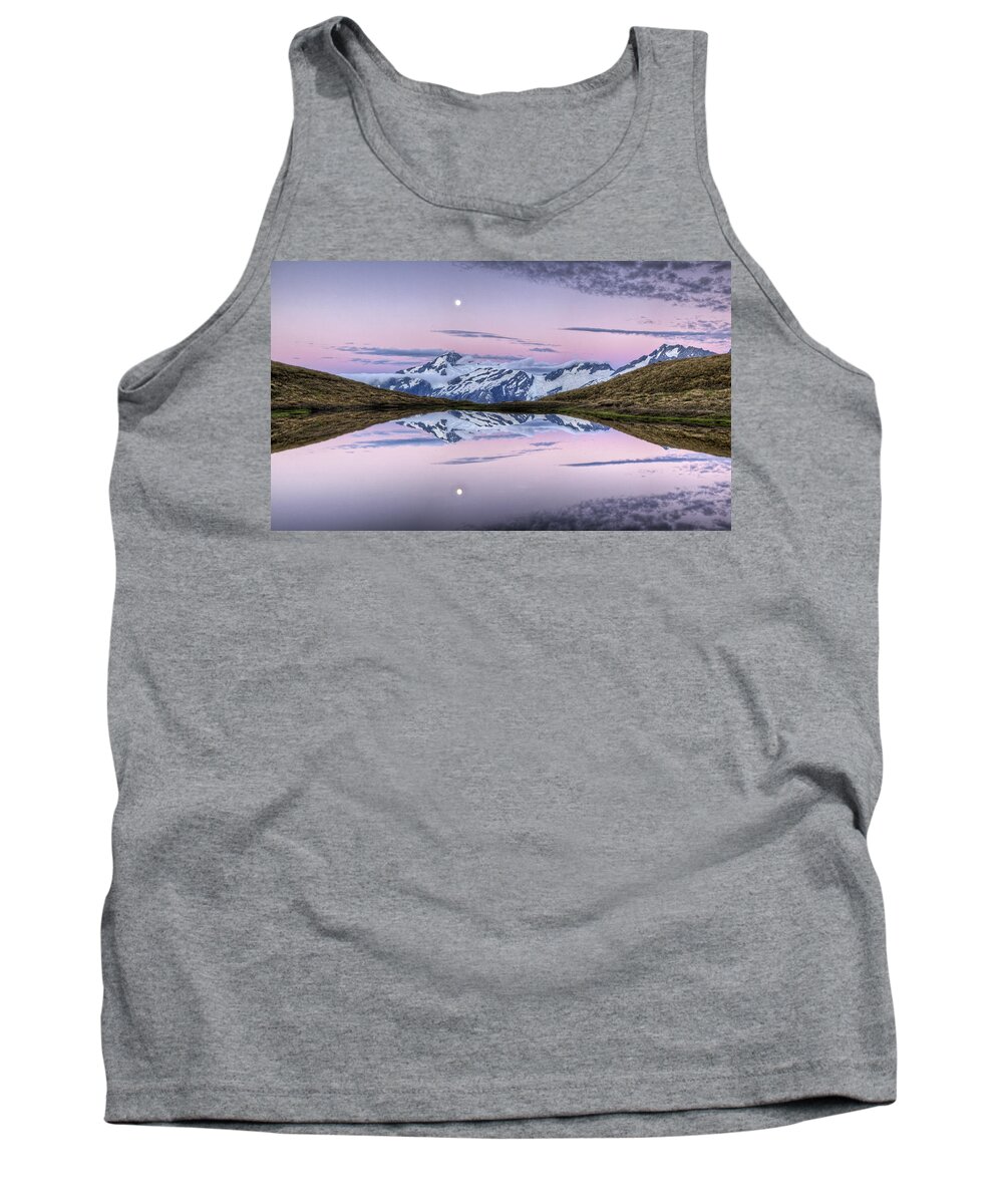 00441022 Tank Top featuring the photograph Mount Aspiring Moonrise At Dusk by Colin Monteath