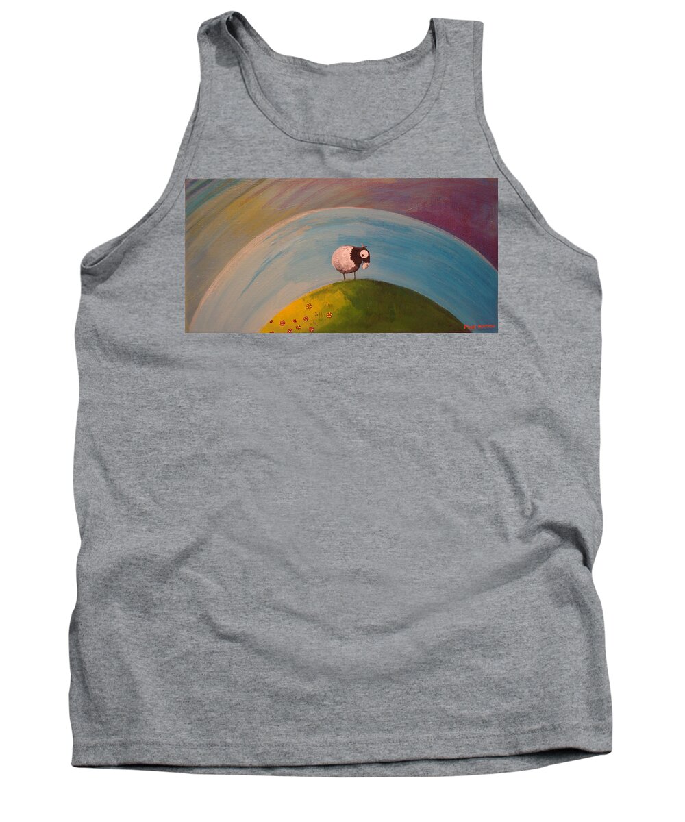 Goat Tank Top featuring the painting On Top of Ole Meadow by Mindy Huntress