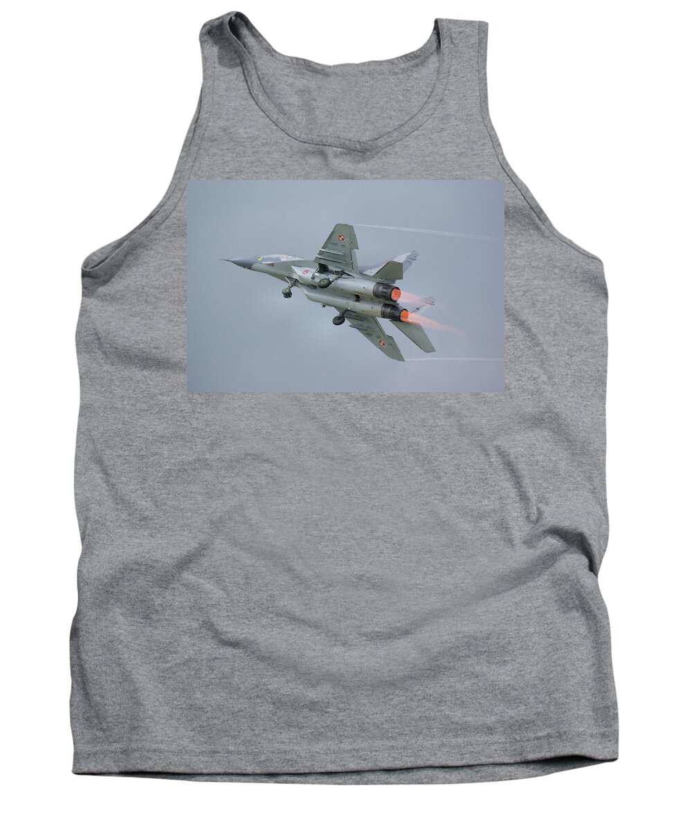 Mikoyan Gurevich Mig 29 Fulcrum Polish Air Force Yeovilton Air Show Somerset England Uk July 2011 Jet Fighter Aircraft Aeroplane Airplane Nato Warplane Tank Top featuring the photograph Polish Air Force MiG-29 by Tim Beach