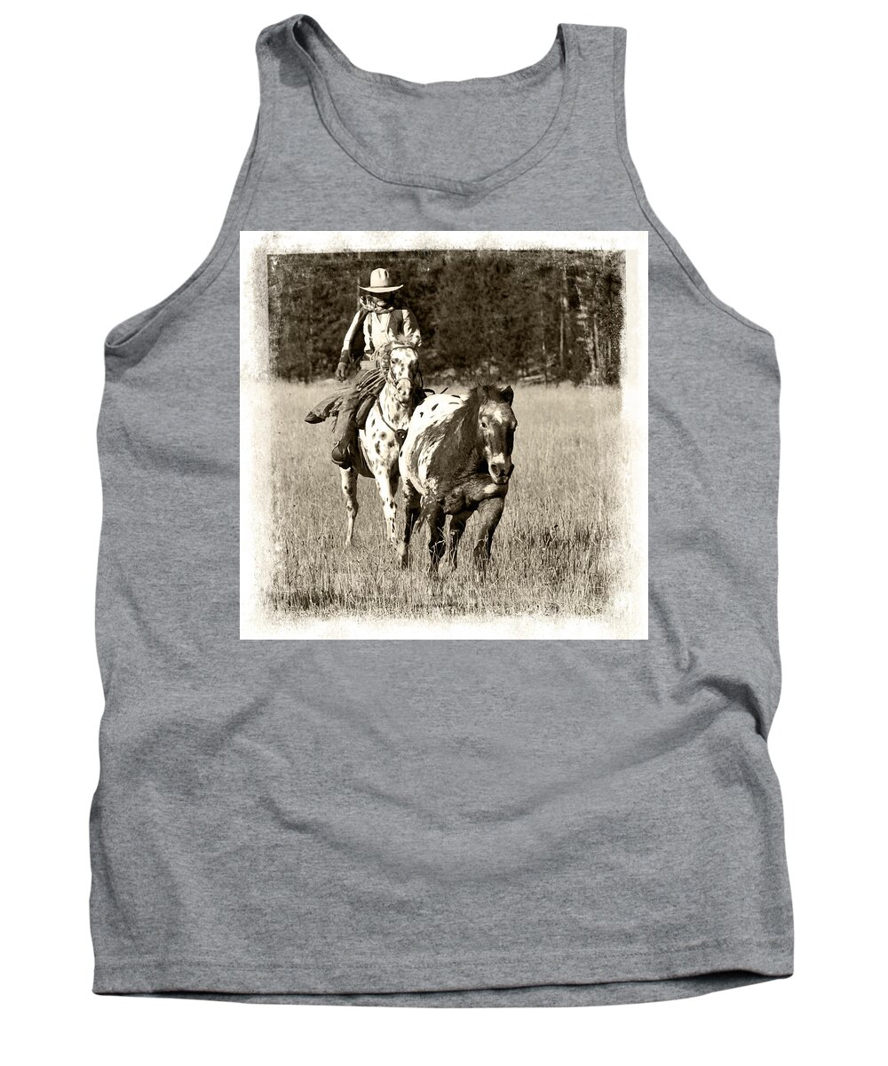 Cowboy Tank Top featuring the photograph Round-Up by Jerry Fornarotto
