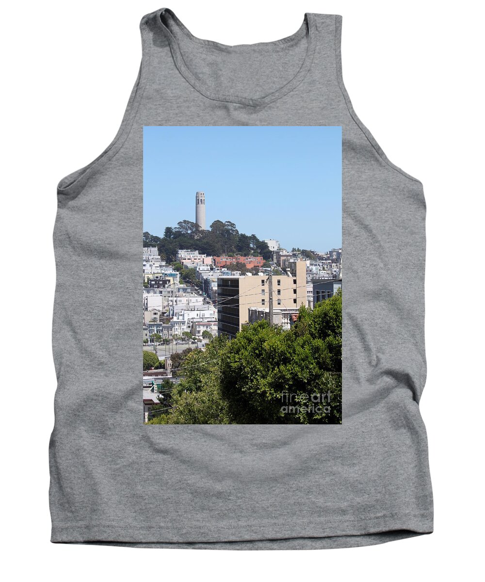 Aerial Tank Top featuring the photograph San Francisco Coit Tower by Henrik Lehnerer