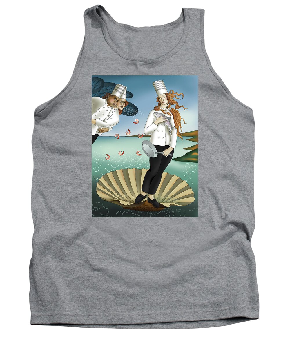 Chef Tank Top featuring the painting Seafood Chef by Alison Stein