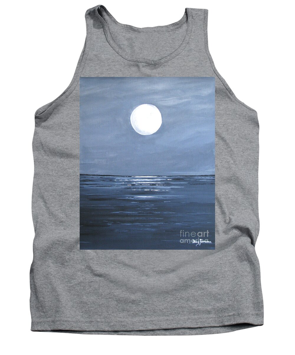 Moon Tank Top featuring the painting Silver Moon by Stacey Zimmerman