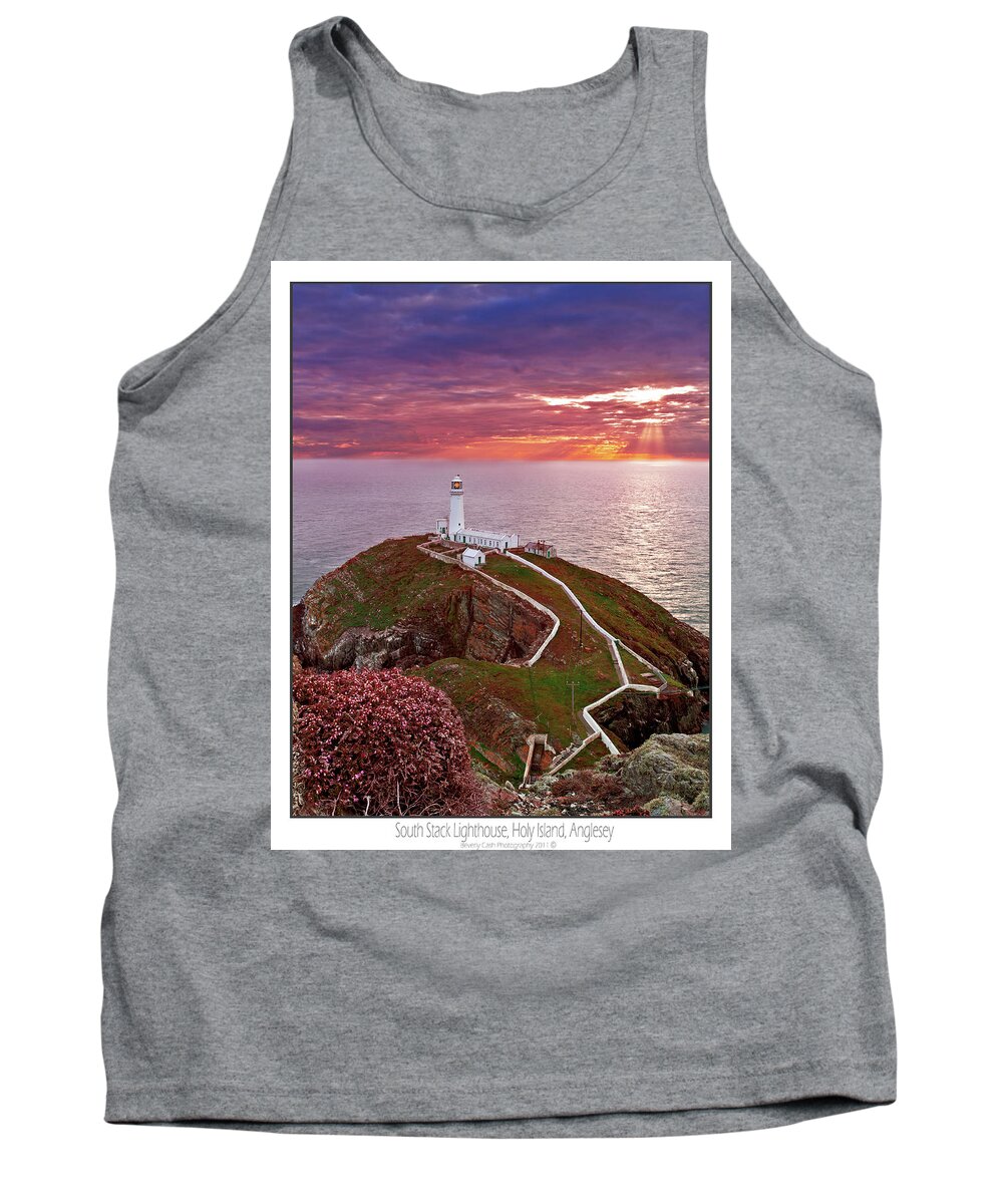 Sunset Tank Top featuring the photograph South Stack Lighthouse by B Cash