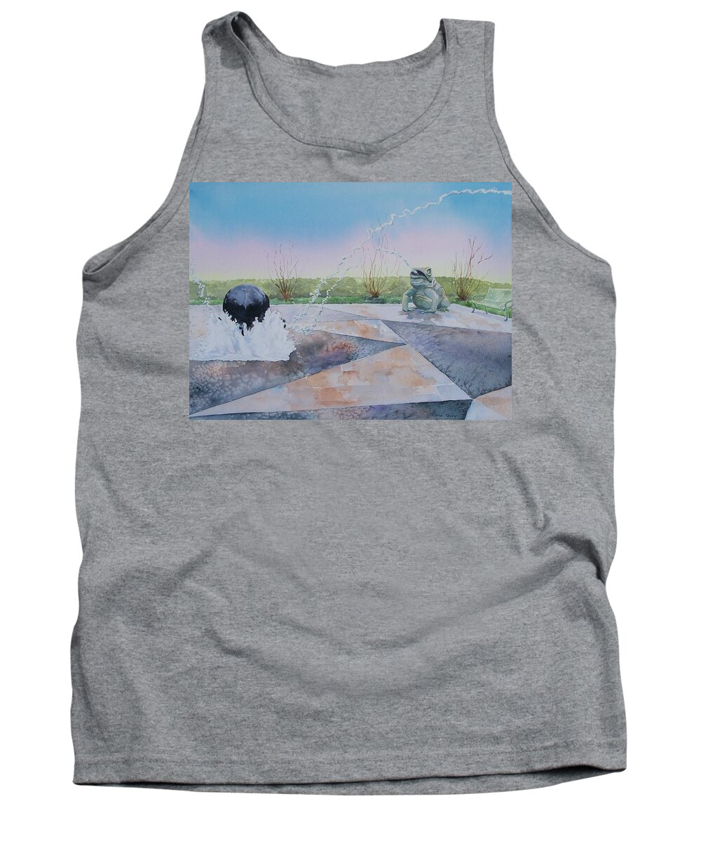 Fountain Tank Top featuring the painting Spouting Off II by Celene Terry