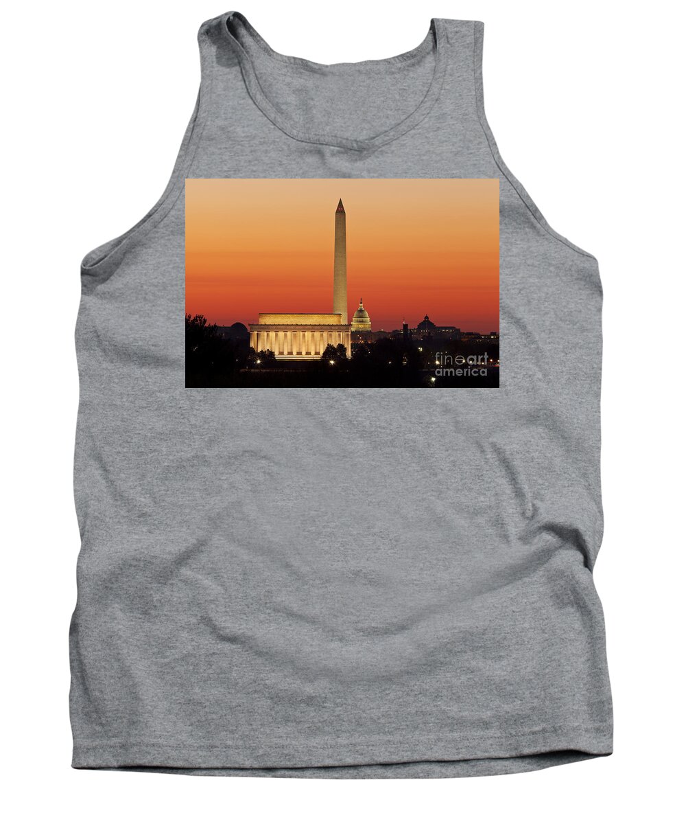 Washington Dc Tank Top featuring the photograph Sunrise over Washington DC by Brian Jannsen