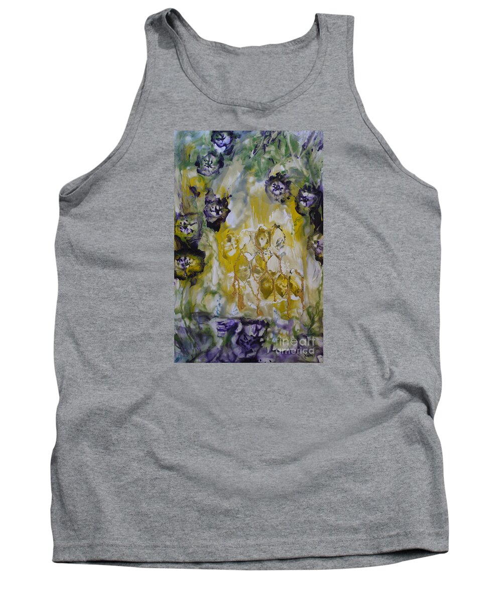Honey Tank Top featuring the painting The Miracle of my Honeycomb by Heather Hennick