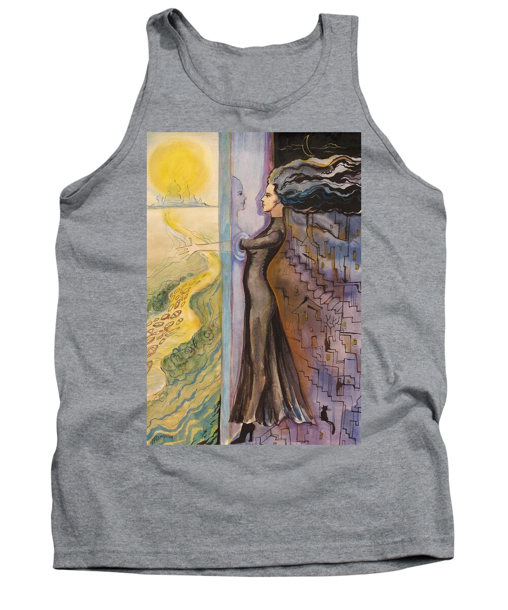 Surrealism Tank Top featuring the painting Transerfer of Reality by Valentina Plishchina