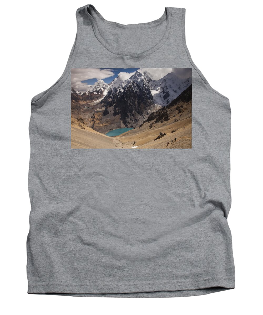 00498215 Tank Top featuring the photograph Trekkers Descend From Santa Rosa Pass by Colin Monteath