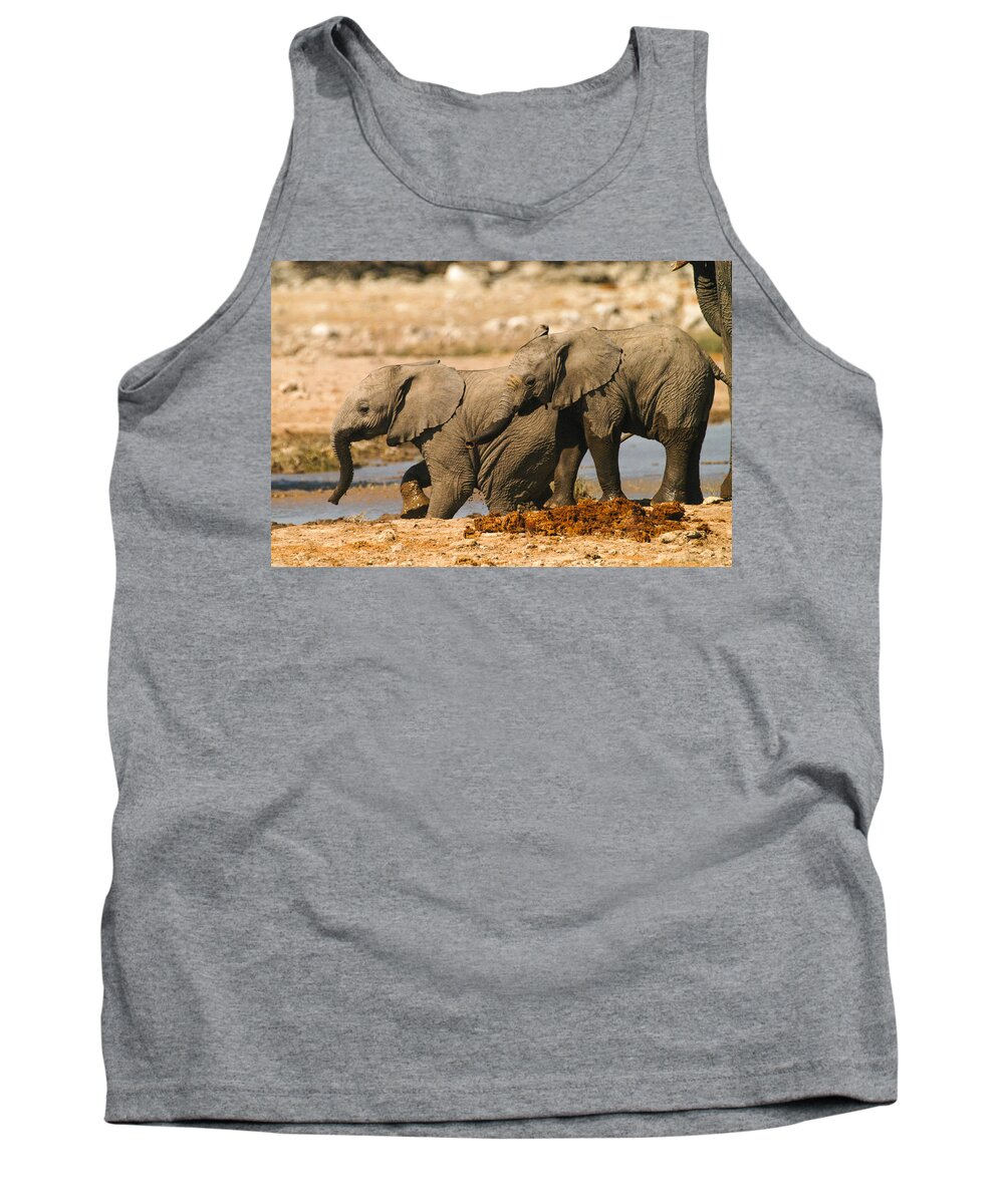 A Baby Elephants Play Tank Top featuring the photograph Two up by Alistair Lyne
